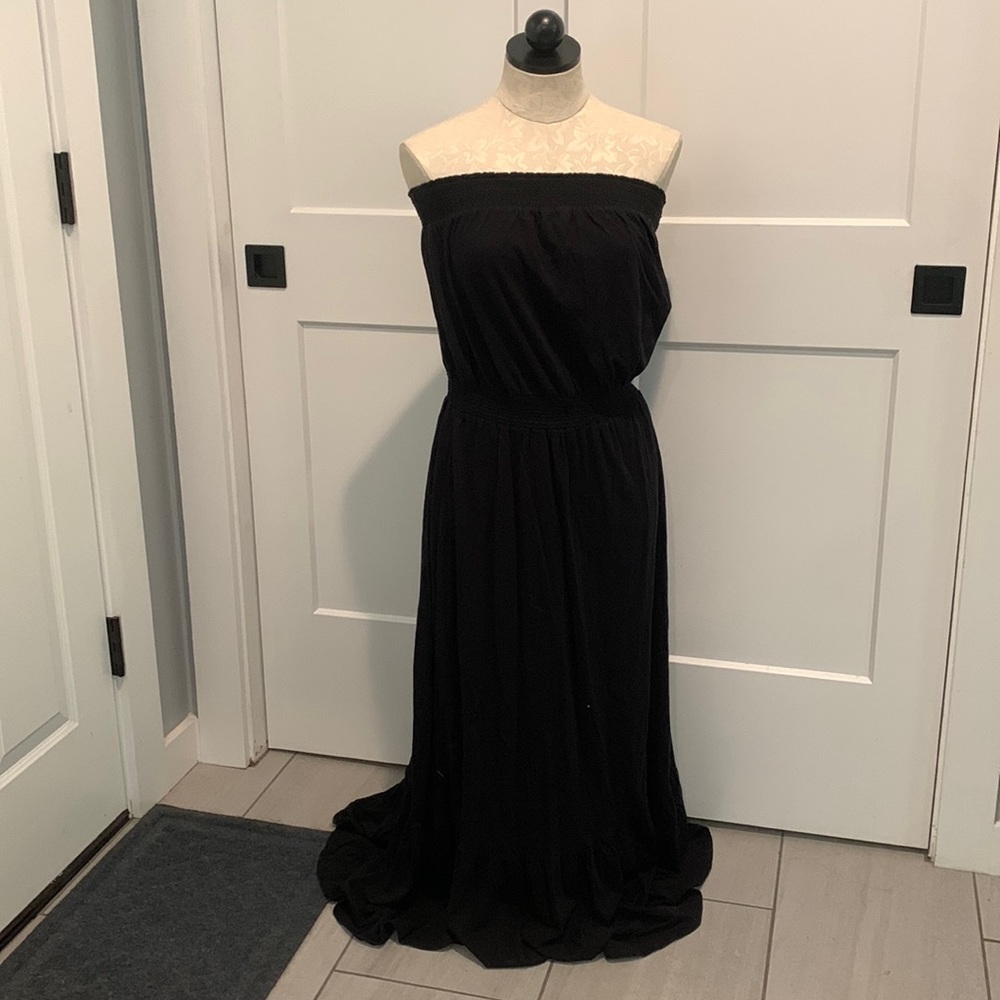BNWT Daily Practice by Anthropologie Slouchy Black Strapless Maxi Dress